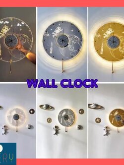 CT222C052 INTERY นาฬิกามนุษย์อวกาศ นกยูง Wall Clock Art นาฬิกาติดผนัง ไฟติดผนัง