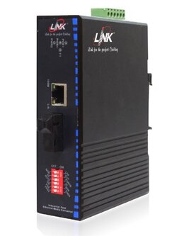 UT-0215AI-TS20 10/100 SINGLE F.O. INDUS. CONVERTER, SC(SM) w/DC Power Supply 20 km