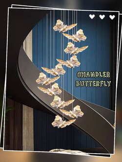 CT195A174 SOTMIA (9-18) โคมระย้าผีเสื้อ โคมไฟระย้าโถงบรรได Chandelier แชนเดอเรียยาว