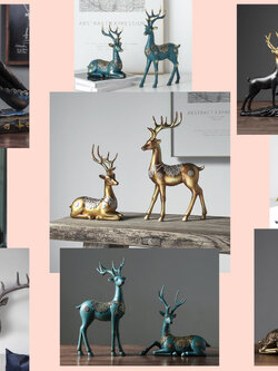 C1009B018 FAMITOSS กวางตกแต่งบ้าน โมเดิร์น นอร์ดิก ของขวัญเพื่อคนพิเศษ ของแต่งห้อง กวางเรซิน กวางตั้งโต๊ะ กวาง ของขวัญ