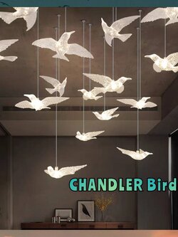 CT195A175 SOTMIA โคมระย้านก โคมไฟระย้าโถงบรรได Chandelier แชนเดอเรียยาว