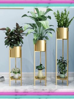 CT059D019 TROPACL กระถางต้นไม้นอดิก กระถางทรงสูงสีทอง กระถางต้นไม้ ตกแต่งห้อง สวยหรู #กระถางต้นไม้นอดิก #กระถางต้นไม้