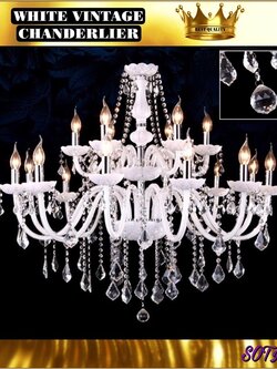 CT001A025 SOTMIA แชนเดอเรียสีขาว แชนเดอเรีย โคมไฟระย้า โคมไฟระย้าวินเทจ โคมไฟระย้าคริสตัล WHITE CHANDERLIER CRYSTAL
