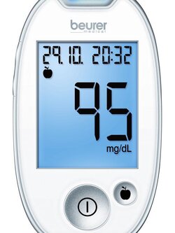 Beurer Blood Glucose Monitor GL44 เครื่องตรวจวัดระดับน้ำตาลในเลือด หน้าจอขนาด XXL + มีแสงที่ช่องเสียบแถบตรวจ แถบทดสอบกว้างพิเศษ ผ่านการทดสอบทางคลินิก รับประกันตลอดอายุการใช้งาน