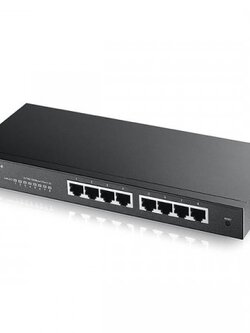 Zyxel GS1900-8 8-port GbE Smart Managed Desktop Switch รองรับ การทำ VLAN, QoS, Link Aggregation, 802.1x, CPU defense engine และ DoS prevention