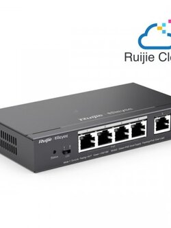 Reyee RG-ES205GC-P 5-Port Gigabit Smart Cloud Mananged PoE Switch, including 4 PoE/POE+ Ports, 54W PoE Power Budget, Desktop Steel Case