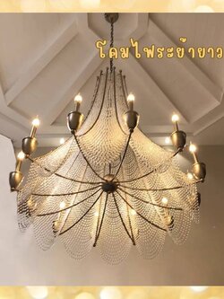 CT214A253 SOTMIA โคมระย้ายาว อาคารDuplex Villa Loft Apartment ห้องนั่งเล่นขนาดใหญ่ โคมไฟคริสตัล Light