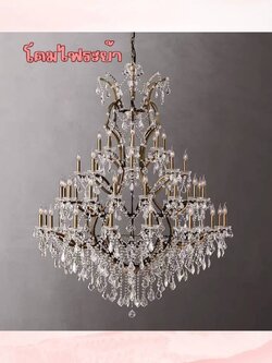 CT214A25760 SOTMIA โคมระย้ายาว อาคารDuplex Villa Loft Apartment ห้องนั่งเล่นขนาดใหญ่ โคมไฟคริสตัล Light