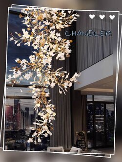 CT200A183 SOTMIA โคมไฟใบแปะก๊วย โคมไฟระย้าโถงบรรได Chandelier แชนเดอเรียยาว