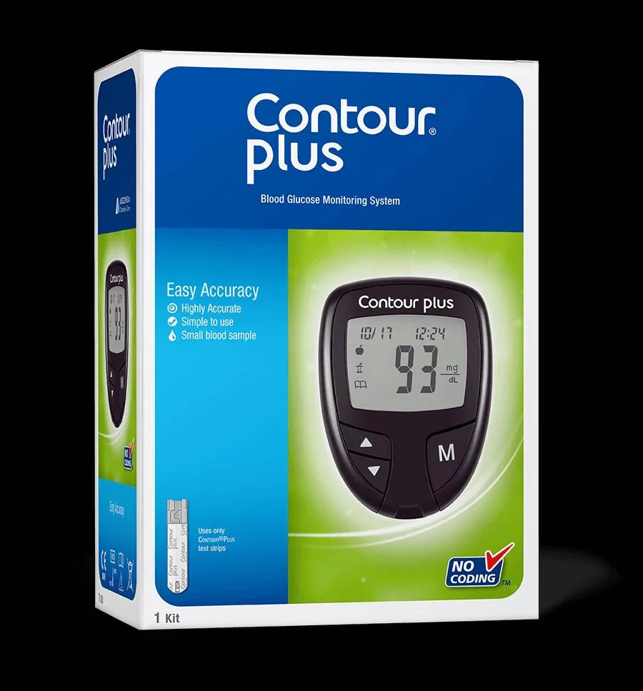เครื่องวัดน้ำตาลในเลือด Contour Plus รับประกันตลอดอายุการใช้งาน แถมฟรีแถบตรวจ 25 แถบ กับ เข็ม 5 ชิ้น กับ ปากกา 1 อัน