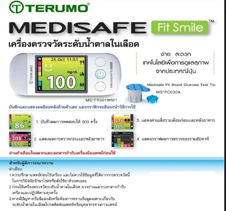 เครื่องตรวจน้ำตาลปลายนิ้ว MDS Fit smile แบรนด์ TERUMO